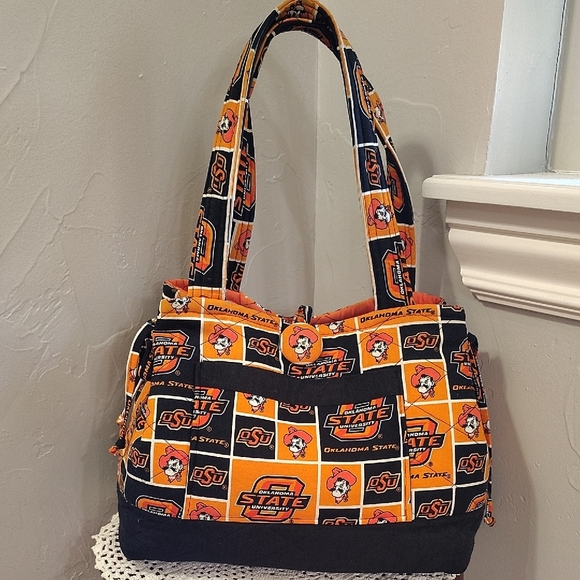 OSU Cowboys Oklahoma State Collegiate Shoulder Bag Handmade Quilted Logo Pete - Picture 1 of 5
